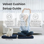 Floor Pillow for Sitting, Large Velvet Floor Seating Cushion for Adults, Tufted Big Pillow for Meditation, Yoga & Living Room, Machine Washable, 22x22 Inch, Navy