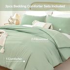 ROSGONIA Oversized King Comforter 120x120, 3pcs Super King Comforter (1 Sage Green Comforter & 2 Pillowcases) Lightweight Warm Bedding Set Quilt