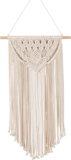 RLoncomix Macrame Wall Hanging Art Woven Wall Decor Cotton Bohemian Chic Macrame Tapestry for Bedroom Livingroom Apartment Dorm Nursery Gallery Decoration, Beige, 14" Wx24 L