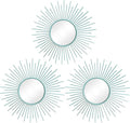 3 Pack Metal Mirrors for Wall Sunburst Wall Mirrors Home Décor Decorative Hanging Wall Art for Living Room Bedroom Entryway (Blue, Sunburst)
