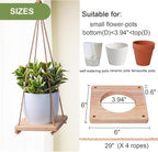 Hanging Plant Hanger for Small Flower Pots with Wood Base & Rope, Hanging Wood Plant Holder for Indoor Plants, Wall Ceiling Plants Hanger for Window Patio Deck Porch Living Room 1 Pack（Pot not included）