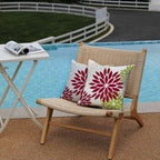 DFXSZ Wine Red Green Flower Pillow Covers 18x18 Inch Set of 2 Outdoor Throw Pillows Outdoor Waterproof Decor for Living Room Sofa Patio Funiture Garden Floral Polyester Pillow Covers 002U18