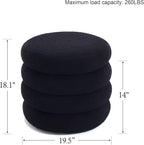 Boucle Ottoman with Storage Black, Small Round Footrest Stool with Removable Lid, Upholstered Sherpa Vanity Chair for Bedroom Entryway