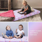MeMoreCool Foldable Floor Mattress for Kids, Glow Butterfly Toddlers Trifold Nap Mat, Kids Folding Mattress Portable Sleeping Futon for Daycare or Floor Bed, 57x22 Inch Purple