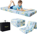 MeMoreCool Foldable Floor Mattress for Kids, Glow Dinosaur Trifold Nap Mat for Toddlers, Portable Sleeping Futon for Daycare or Floor Bed, 57x22 Inch