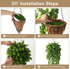 Artificial Faux Hanging Plants Basket for Spring Summer Outdoor Decoration, Fake Eucalyptus Plant UV Resistant Look Real for Outside Porch Home Patio Balcony Yard(Eucalyptus)