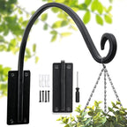 Heavy Duty Plant Hanger Bracket (16"/Black), 80lbs Weight Capacity - Outdoor Hand-Forged Hanging Plant Bracket Durable and Stable Bird Feeder Hanger