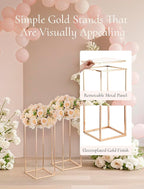 Gold Stand Wedding Centerpieces for Tables - 23.6in Tall Vases for Centerpieces, 2 Pcs Metal Column Flower Stand, Rectangular Flower Display Rack, Wedding Decorations for Tables, Party, Events, Home