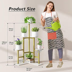 IBUYKE 6 Tier Plant Stand Indoor, Tall Flower Pot Stand for Multiple Plants, Tiered Corner Plant Shelf for Living Room Patio Balcony Garden, , Gold TMJ072G