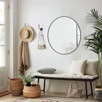 WallBeyond Round Wall Mirror 28 inch Black Large Circle Mirror for Bathroom with Metal Framed, Round Black Mirror for Wall Decor, Vanity, Entryway Living Room