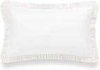 Hofdeco Premium Patio Indoor Outdoor Lumbar Pillow Cover Only, 12"x20", Water Resistant, Solid with White Fringe for Backyard and Couch