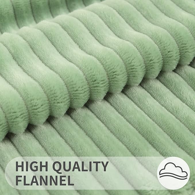 Simmore Decorative Spring Euro Sham Throw Pillow Covers 22x22 Set of 2, Soft Natural Plush Flannel Double-Sided Fluffy Couch Pillow Covers for Sofa Living Room, Sage Green