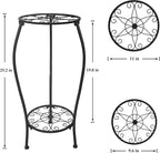 Metal Plant Stand 2 Tier Indoor Outdoor, Tall Flower Pot Shelf Rustproof Stable Corner Stand, 25.2 inch Multiple Plant Display Rack for Living Room Patio Balcony Garden, 2 Pack