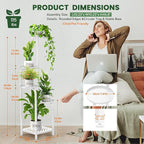 TOSKING 5 Tier Tall Plant Stand Indoor Outdoor,Anti-Tip Plant Stand indoor, Wide Base for Pots, Child and Pet Friendly,Heavy Duty Corner Shelf for Plants & Decor, Space Saving ,Tiered Metal Flower Pot Stand for Balcony, Garden, Living Room, Patio (Whit...
