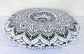 ICC 32 Inch Floor Pillows & Cushions covers Decorative Hippie Mandala Pouf Pillow covers Bohemian Seating Meditation Cushion Cover Large Boho Ottoman Case Pillowcase for Couch Grey