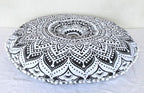 ICC 32 Inch Floor Pillows & Cushions covers Decorative Hippie Mandala Pouf Pillow covers Bohemian Seating Meditation Cushion Cover Large Boho Ottoman Case Pillowcase for Couch Grey