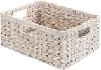 StorageWorks Pantry Baskets, Wicker Storage Baskets for Organizing, Bathroom Shelves, Pantry Organizers and Storage, Water Hyacinth, White