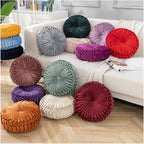 Baiyuruodie Round Velvet Pillow, Sofa Bed Bedroom Decorative Throw Pillow (38cm, Dark Purple)