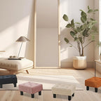 Poofzy Small Foot Stool Ottoman, Linen Ottoman Foot Rest with Legs, Rectangle Foot Rest for Couch, Footstools and Ottomans Small for Living Room and Entryway (Beige)