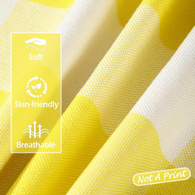 CARRIE HOME Yellow Plaid Summer Outdoor Lumbar Pillow Covers 12x20 Set of 2, Bright Lemon Yellow Buffalo Check Plaid Lumbar Pillows, Porch Decorative Pillows for Patio Furniture (No Pillow Insert)