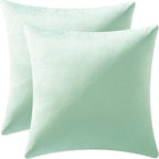 MIULEE Velvet Throw Pillow Covers 18x18 Inch, Pack of 2 - Mint Green, Soft Solid Decorative Pillow Covers Cushion Cases Modern Luxury Home Decor for Spring Couch Sofa Bedroom Livingroom