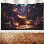 EMMTEEY Medieval Books Mens Tapestry 92.5X70.9 Inch - Mystical Butterflies Wall Art for Living Room Fantasy Fairy Backdrop for Bedroom Dorm