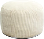 Round Stuffed Pouf Ottoman,Corduroy Foot Rest with Rebound Foam Filled, Furry and Fluffy Foot Stool Ottoman,26"*18" Floor Poufs for Living Room (Beige, 26" D x 26" W x 18" H)