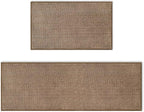 Artoid Mode Washable Kitchen Rugs and Mats Set of 2, Non Skid Rubber Absorbent Kitchen Floor Mats Front of Sink - 17x29 and 17x47 Inch