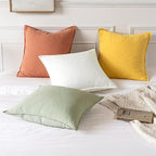 MIULEE Decorative Linen Pillow Covers 18x18 Inch Coral Boho Farmhouse Neutral Spring Couch Throw Pillows for Bed Pack of 2 Accent Modern Pillowcase Summer Sofa Livingroom Home Decor