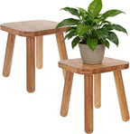 2 Pack Wooden Plant Stand Indoor 9.25” Small Plant Stool Square Wood Plant Stand for Large Plants Sturdy and Stable Flower Pot Stand Holder for Living Room, Balcony, Office, Holds 300 lbs