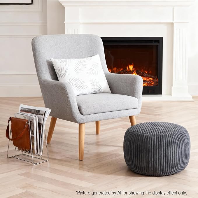 Unstuffed Ottoman Pouf Cover, Foot Rest Cover, Bean Bag Chair Cover (Gray)