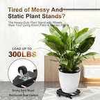 2 Pack Plant Caddy with Wheels 13'' Rolling Plant Stand Indoor Outdoor, Heavy Duty Wooden Plant Stand with Wheels 300Lbs Capacity with 360°Lockable Rolling Base for Pot, Planter, Tray, Patio