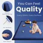 Baby Play Mat for Floor,1.3" Thick Memory foam Tummy Time Mat,Soft Coral Velvet Nursery Rug,Extra Large Non Slip Crawling Mats for Toddlers,Infants,kids,Yoga,Tatami Style for Living Room(Royal Blue)