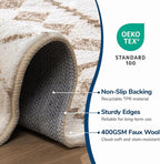 Lessymo Washable Area Rugs 6x9 for Bedroom Living Room Kitchen, Ultra-Soft Faux Wool Geometric Area Rug with Non-Slip Rubber, Kid & Pet Friendly, Geometric Beige