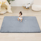 1.3" Thick Baby Floor Play Mat 79x158, Basic Padded Foam Mat for Tummy Time Crawling, Non Slip Cushioned for Babies Toddlers Infants Kids (Light Grey)
