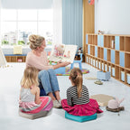 Costzon 6-Piece 15 inch Kids Floor Cushion, 2" Thick Waterproof Daycare Preschool Hexagon Foam Cushion with Handle for Toddlers, Soft Flexible Seating for Classroom, Home, Kindergarten or Nursery