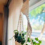 Modern Minimalist Bohemian Style Hanging Planters Plant Net Pocket Hand Woven Hanging Basket Holder Tapestry Flower Basket with Exquisite Tassel Indoor Balcony Decoration (Rotating)