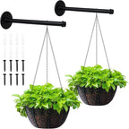 2 Set Plant Wall Hanger Rod(12.2'') with Hanging Chain, Heavy Duty Metal Rod Hanging Holder 30lbs Weight Capacity for Indoor/Outdoor Plants, Mounted Plant Shelves for Wall Window(Pot Not Included)