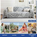 ROOMLIFE Black Couch Covers for Sofa, Sofa Covers Washable Non Slip Furniture Protector Couch Sofa Covers for 3 Cushion Couch, Breathable Sofa Slipcovers Couch Cover Blanket with Tassels 71" X 134"