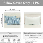 Boho Chenille Striped Pillow Cover 12x20 Inch, Decorative Lumbar Pillow Cover for Couch Bed Sofa Living Room Bedroom Farmhouse Modern Home Decor Accent Pillowcases Set of 2, Blue White