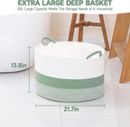 CLHMILY&Z Round Cotton Rope Storage Basket - 22x14.2 Inches - Cute Nursery Bin, Baby Toy Organizer, Green Organizer for Home Decor, Multi-Purpose Home Tidy Solution