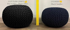 COTTON CRAFT Round Dori Pouf - Cotton Braid Cord Cable Knitted Ottoman - Foot Stool - Footrest - Floor Pouf - Accent Furniture - Woven Ottoman - Bean Bag - Living Room Dorm - 20 Dia x 14 High - Sage