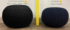 COTTON CRAFT Round Pouf Ottoman - Knitted Cotton Braid Cord Cable Dori Floor Pouf Foot Stool Accent Furniture Chair Seat Bean Bag - Living Room Bedroom Kids Room Nursery Dorm - 20 x 14- Ash Grey
