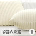 Simmore Decorative Spring Euro Sham Throw Pillow Covers 22x22 Set of 2, Soft Natural Plush Flannel Double-Sided Fluffy Couch Pillow Covers for Sofa Living Room, Beige