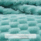 NEWCOSPLAY Super Soft King Blanket Sage Green Premium Silky Flannel Fleece 3D Clouds Stylish Jacquard Lightweight Bed Blanket All Season Use 350GSM (Sage Green, King(90"x110"))