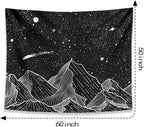 Zussun Black and White Tapestry Starry Night Mountain Tapestries for Bedroom Aesthetic Moon and Stars Tapastry's Wall Hanging Dark Nature Forest Wall Tapestry for Living Room Dorm (Dark, 60'' × 50'')
