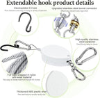 2026New 3Pcs Retractable Plant Hanger with Leaf Texture,44Lbs Load Capacity,Auto Lock,Adjustable Hook for Hanging Plants,Bird Feed,Wind Chimes,Garden Pots,Rust-Proof Stainless Steel,White