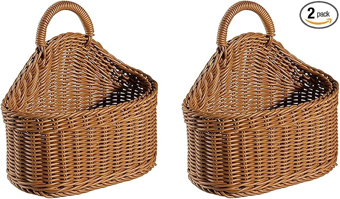 2 Pcs Hanging Storage Baskets, Potato Garlic Onion Pantry Storage Baskets, Wall Decorative Storage Basket, Washable Decorative Basket Woven Wall Basket Kitchen Bin for Kitchen, Living Room