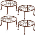 Tosnail 4 Pack 9" Metal Plant Stands for Indoor and Outdoor, Planters Stand, Flower Pots Holder, Beverage Dispenser Stand for Floor and Tabletop Decoration - Brown