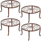 Tosnail 4 Pack 9" Metal Plant Stands for Indoor and Outdoor, Planters Stand, Flower Pots Holder, Beverage Dispenser Stand for Floor and Tabletop Decoration - Brown